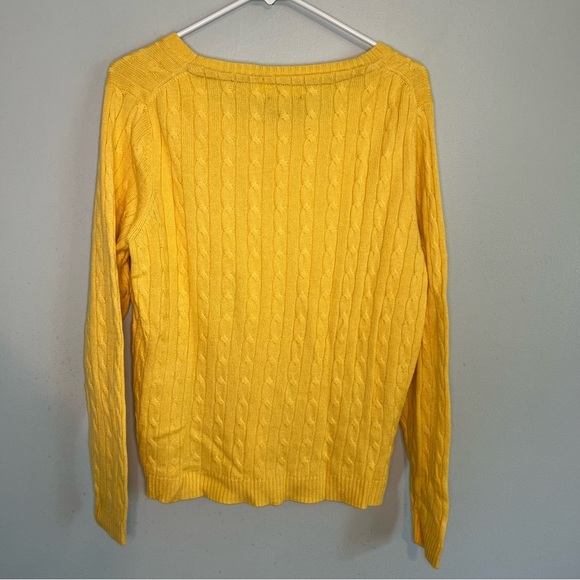 Tommy Hilfiger Womens Wool Alpaca Blend Sweater Fisherman Yellow Sz XL Academia - Picture 9 of 10